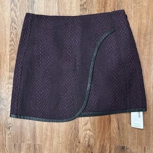 Rebecca Taylor‎ textured Purple Mini Skirt with Leather Trim | size 8